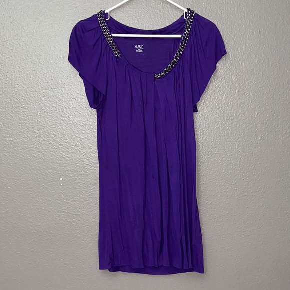 Ana a New Approach Purple Tunic top with Chain embellishment M - Picture 2 of 13